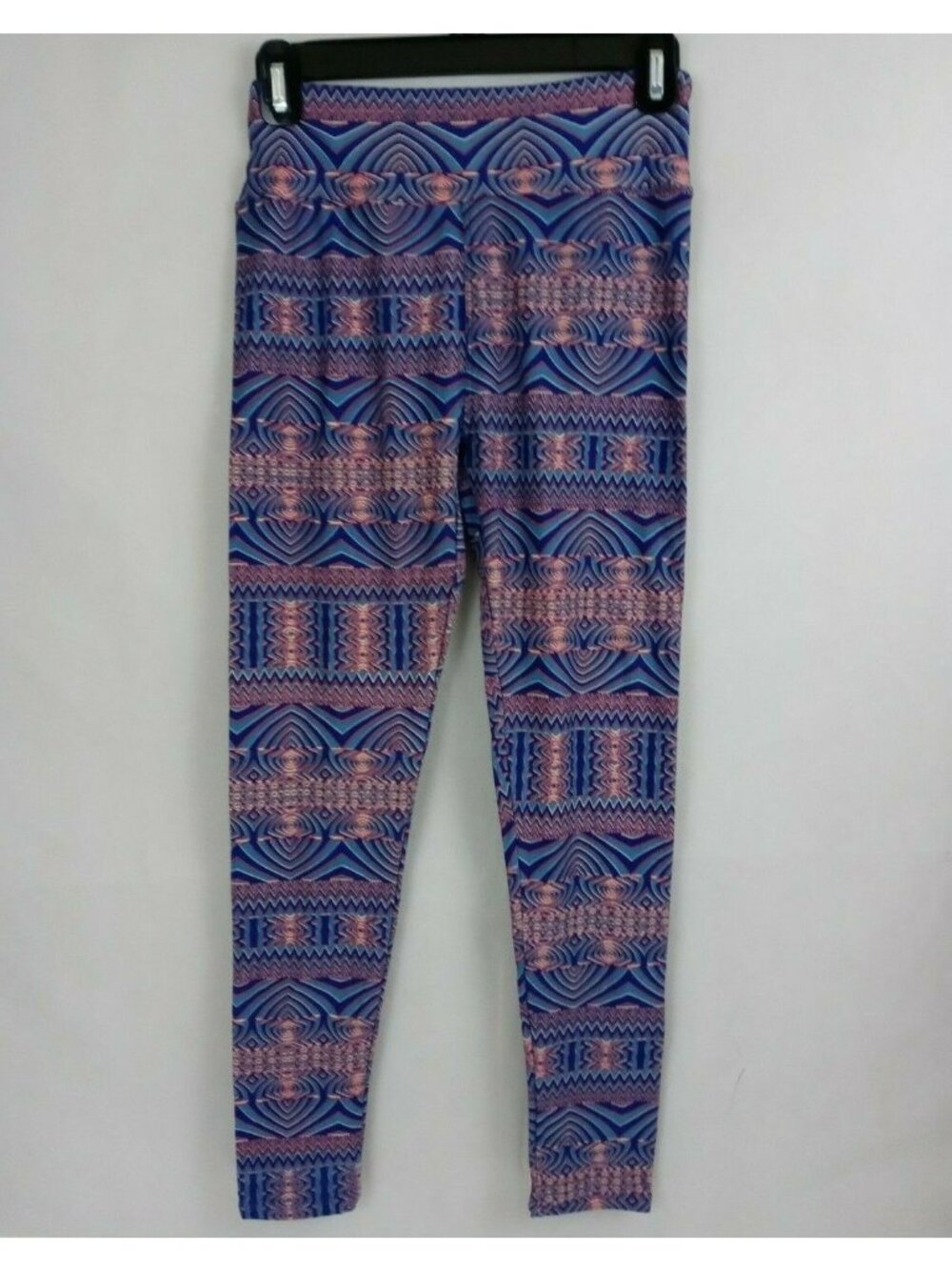 New LuLaRoe One Size Leggings Purple, Pink, & Blue With Geometric Design